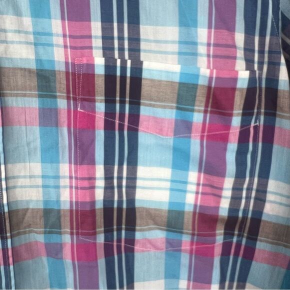 Massimo Dutti Men's XL Lonsleeve Collared Button Down Shirt Plaid Pink Blue - Picture 3 of 8